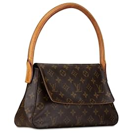 Louis Vuitton-Minibolso de hombro marrón con monograma y bucle de Louis Vuitton-Castaño