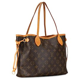 Louis Vuitton-Bolso tote Neverfull PM marrón con monograma de Louis Vuitton-Castaño