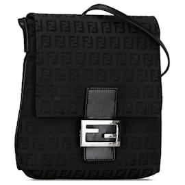 Fendi-Black Fendi Zucchino Canvas Crossbody-Black