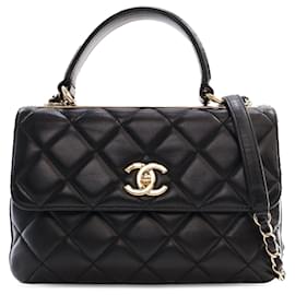 Chanel-Black Chanel Small Lambskin Trendy CC Flap Satchel-Black