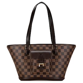 Louis Vuitton-Brown Louis Vuitton Damier Ebene Manosque PM Shoulder Bag-Marron