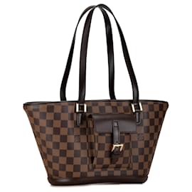 Louis Vuitton-Brown Louis Vuitton Damier Ebene Manosque PM Shoulder Bag-Marron