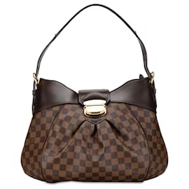 Louis Vuitton-Bolso de hombro marrón Louis Vuitton Damier Ebene Sistina MM-Castaño