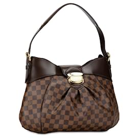 Louis Vuitton-Bolso de hombro marrón Louis Vuitton Damier Ebene Sistina MM-Castaño