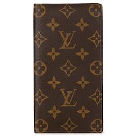 Louis Vuitton-Brown Louis Vuitton Monogram Porte-Valeurs Cartes Credit Long Wallets-Brown
