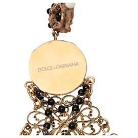 Dolce & Gabbana-Gold-Tone & Multicolor Dolce & Gabbana Majolica Ceramic Clip-On Earrings-Golden