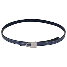 Hermès-Navy Hermes Skinny Leather Belt-Navy blue