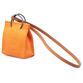 Hermès-Orange Hermès Milo Lambskin Swift Shopping Bag Charm Key Chain-Orange