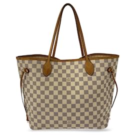 Louis Vuitton-Sac cabas blanc Louis Vuitton Damier Azur Neverfull MM-Blanc