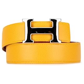 Hermès-Yellow Hermès Constance Reversible Belt-Yellow