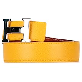 Hermès-Yellow Hermès Constance Reversible Belt-Yellow