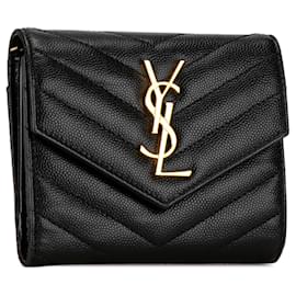 Saint Laurent-Black Saint Laurent Chevron Monogram Small Wallet-Black