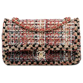 Chanel-Red Chanel Medium Classic Tweed lined Flap Shoulder Bag-Red
