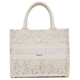 Dior-White Dior Small D-Lace Embroidery Book Tote-White