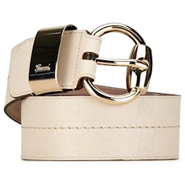 Gucci-White Gucci Wide Guccissima Belt-White