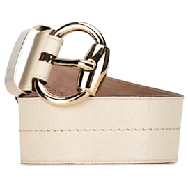 Gucci-White Gucci Wide Guccissima Belt-White