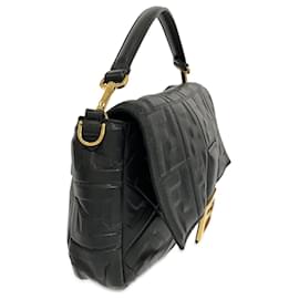 Fendi-Grand cartable baguette Fendi noir en relief Zucca-Noir