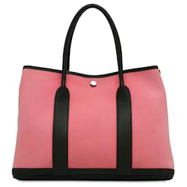 Hermès-Pink Hermès Toile Garden Party 36 Tote bag-Pink