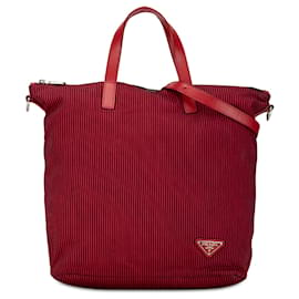 Prada-Red Prada Tessuto Stampato Satchel-Red