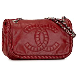 Chanel-Red Chanel calf leather On the Bund Pochette Shoulder Bag-Red