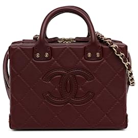 Chanel-Red Chanel CC Quilted calf leather Vanity Case Box Bag Satchel-Red