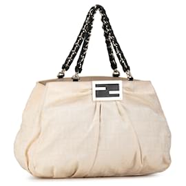 Fendi-Grand cabas Mia en toile Zucca beige Fendi-Beige