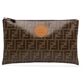 Fendi-Brown Fendi Zucca Clutch-Brown