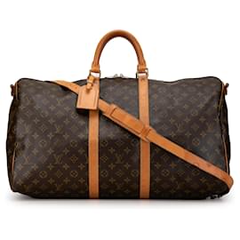 Louis Vuitton-Brown Louis Vuitton Monogram Keepall Bandouliere 55 Travel bag-Brown