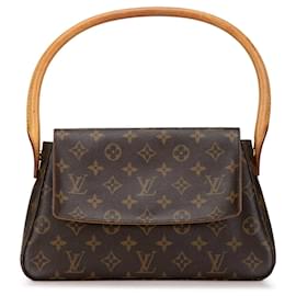 Louis Vuitton-Brown Louis Vuitton Monogram Looping Mini Shoulder Bag-Brown