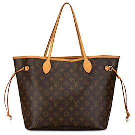 Louis Vuitton-Brown Louis Vuitton Monogram Neverfull MM Tote Bag-Brown