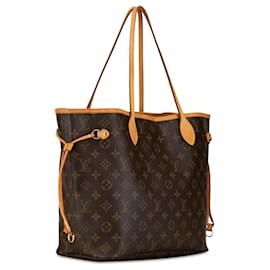 Louis Vuitton-Brown Louis Vuitton Monogram Neverfull MM Tote Bag-Brown