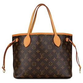 Louis Vuitton-Brown Louis Vuitton Monogram Neverfull PM Tote Bag-Brown