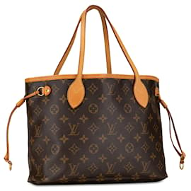 Louis Vuitton-Sac cabas marron Louis Vuitton Monogram Neverfull PM-Marron