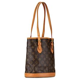 Louis Vuitton-Brown Louis Vuitton Monogram Petit Bucket-Brown