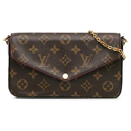 Louis Vuitton-Bolsa Louis Vuitton Monograma Pochette Felicie Marrom Marrom-Marrom