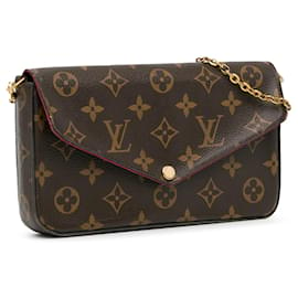 Louis Vuitton-Bolsa Louis Vuitton Monograma Pochette Felicie Marrom Marrom-Marrom