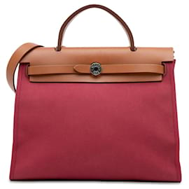 Hermès-Red Hermès Toile Herbag Zip 31 Satchel-Red