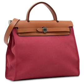 Hermès-Red Hermès Toile Herbag Zip 31 Satchel-Red