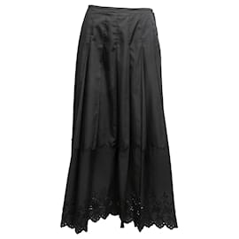 Comme Des Garcons-Vintage Black Comme Des Garcons Fall/Winter 2001 Eyelet-Trimmed Maxi Skirt Size US M-Black