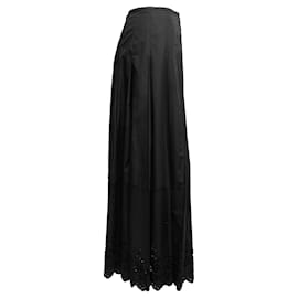 Comme Des Garcons-Vintage Black Comme Des Garcons Fall/Winter 2001 Eyelet-Trimmed Maxi Skirt Size US M-Black