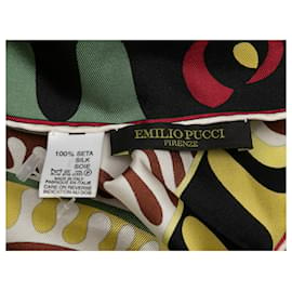 Emilio Pucci-Black & Multicolor Emilio Pucci Abstract Print Silk Scarf-Black