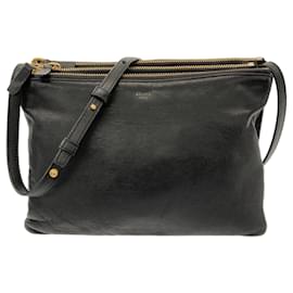 Céline-Black Celine Large Trio Crossbody Bag-Black