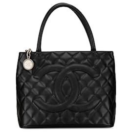 Chanel-Black Chanel Caviar Medallion Tote-Black