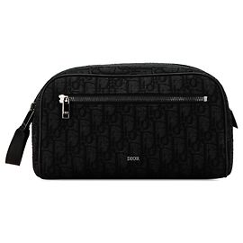 Black Dior Oblique Canvas Shoe Bag Black