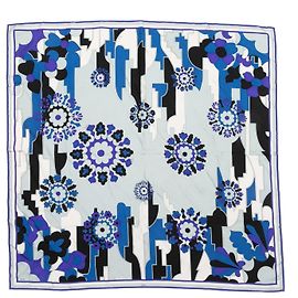 Lenço de seda com estampa abstrata Emilio Pucci azul e branco Azul