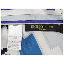 Emilio Pucci-Blue & White Emilio Pucci Abstract Print Silk Scarf-Blue
