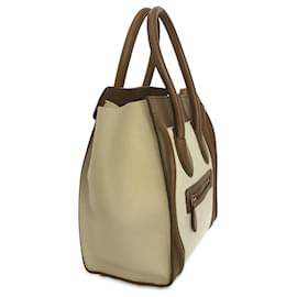 Céline-Brown Celine Micro Tricolor Luggage Tote Handbag-Brown