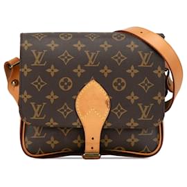 Louis Vuitton-Brown Louis Vuitton Monogram Cartouchiere MM Crossbody Bag-Brown