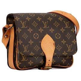 Louis Vuitton-Brown Louis Vuitton Monogram Cartouchiere MM Crossbody Bag-Brown