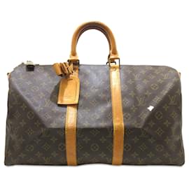 Louis Vuitton-Brown Louis Vuitton Monogram Keepall Bandouliere 45 Travel bag-Brown